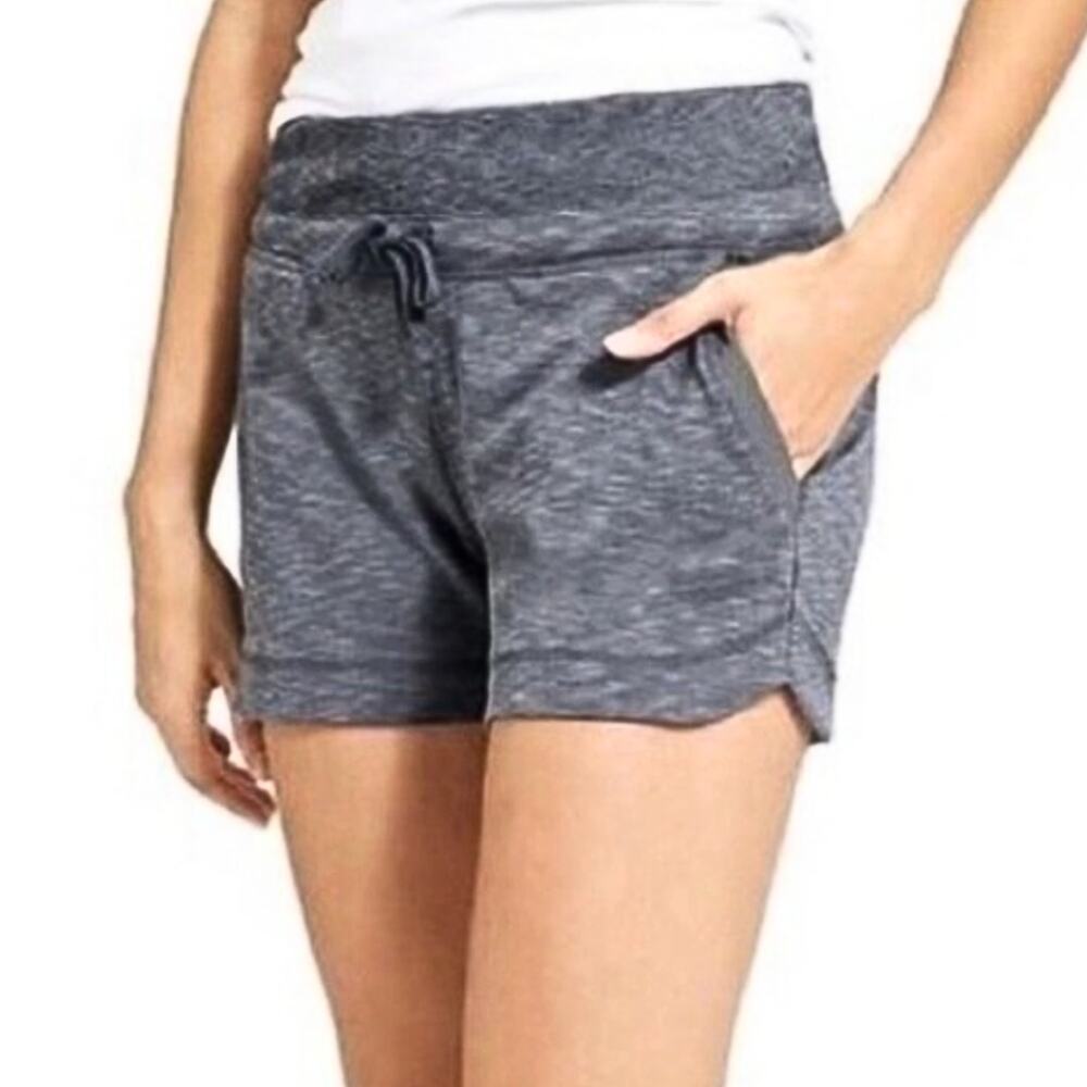Athleta Techie Terry Jersey Shorts Gray Elastic Waist Side Pockets Sz M
